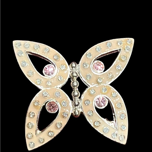 Vintage enamel butterfly with rhinestones brooch - Picture 3 of 4